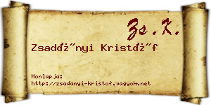 Zsadányi Kristóf névjegykártya